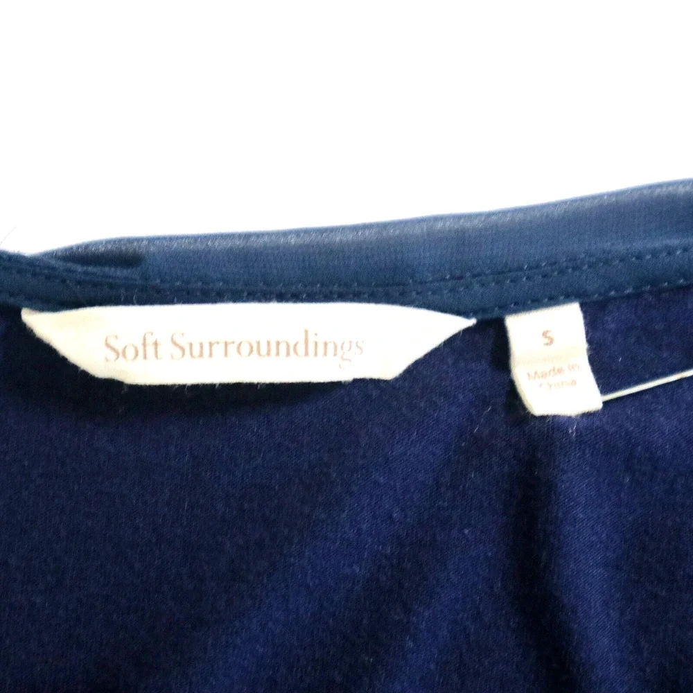 Soft Surroundings Size S Adler Asymmetrical Tunic Satin Mesh Navy Blue